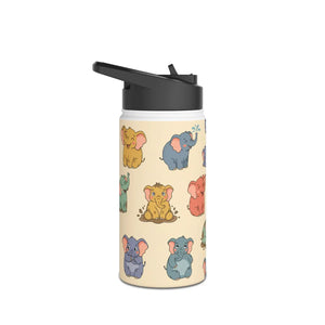 Elephant Pattern Stainless Steel Water Bottle, Cute Pastel Baby Design - Bottles