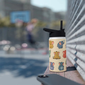 Elephant Pattern Stainless Steel Water Bottle, Cute Pastel Baby Design - Bottles