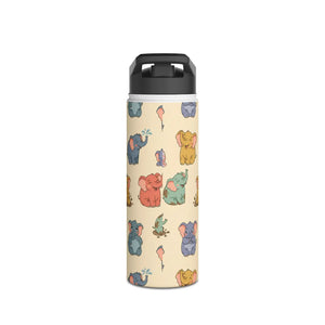 Elephant Pattern Stainless Steel Water Bottle, Cute Pastel Baby Design - Bottles