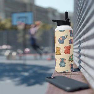 Elephant Pattern Stainless Steel Water Bottle, Cute Pastel Baby Design - Bottles