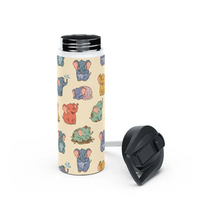 Elephant Pattern Stainless Steel Water Bottle, Cute Pastel Baby Design - Bottles