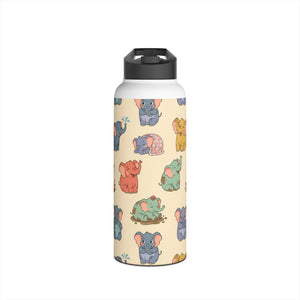 Elephant Pattern Stainless Steel Water Bottle, Cute Pastel Baby Design - Bottles