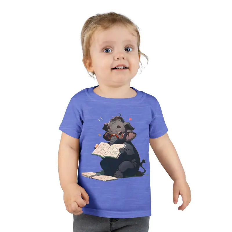 Trunk-tastic Toddler T-shirt: Unleash Elephant Reading Fun! - Heather Royal / 3t Kids Clothes