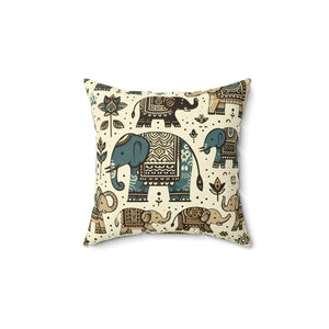 Elephant Spun Polyester Square Pillow - Dipaliz - Throw Pillows