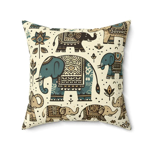 Elephant Spun Polyester Square Pillow - Dipaliz - Throw Pillows