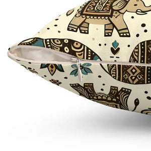 Elephant Spun Polyester Square Pillow - Dipaliz - Throw Pillows