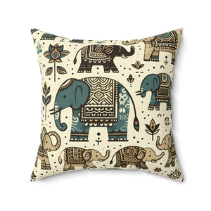 Elephant Spun Polyester Square Pillow - Dipaliz - Throw Pillows