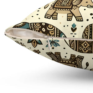 Elephant Spun Polyester Square Pillow - Dipaliz - Throw Pillows