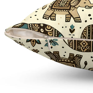 Elephant Spun Polyester Square Pillow - Dipaliz - Throw Pillows