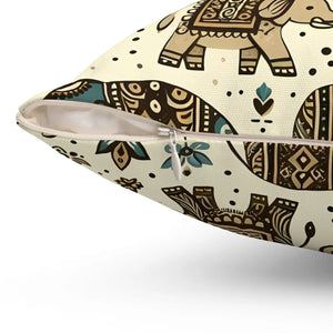Elephant Spun Polyester Square Pillow - Dipaliz - Throw Pillows