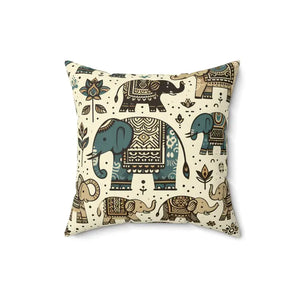 Elephant Spun Polyester Square Pillow - Elegant Whimsy - Dipaliz - 16’’ × - Throw Pillows