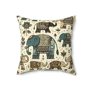 Elephant Spun Polyester Square Pillow - Elegant Whimsy - Dipaliz - 18’’ × - Throw Pillows