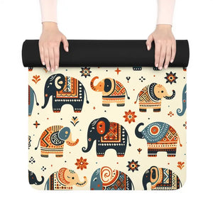 Vibrant Elephant Rubber Yoga Mat - Non-slip Microfiber Suede - Dipaliz - 24” x 70” - & Pilates Mats