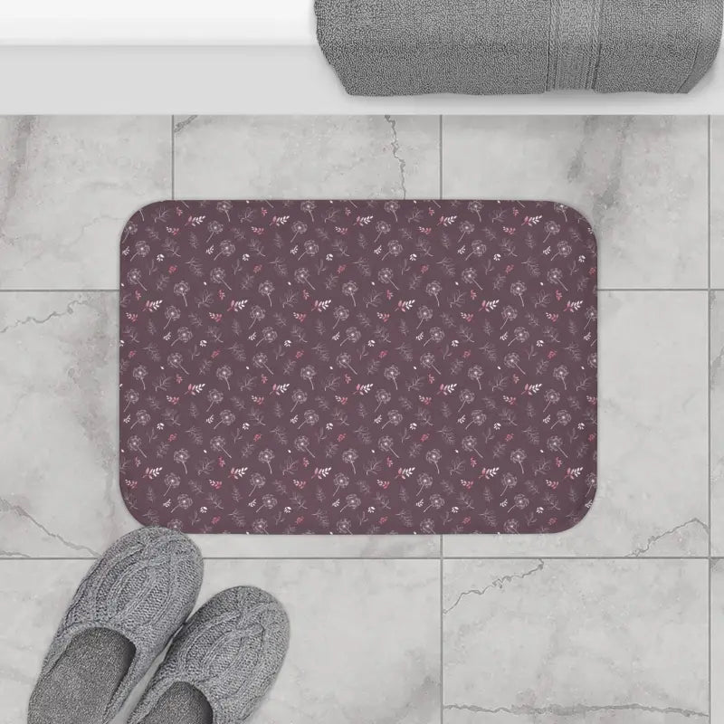 Transform your Bathroom with Dandelions on Mauve Bath Mat - 24’’ × 17’’ Home Decor