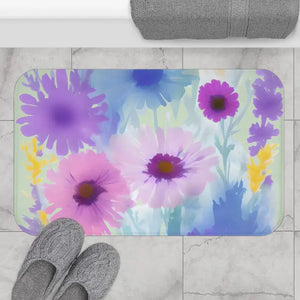 Bath Mat Pastel Flowers Modern Bathroom Decor - Dipaliz - 34’’ × 21’’ - Mats & Rugs