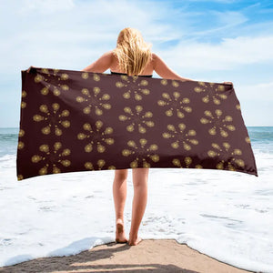 Maroon Towel Geometric Pattern Plush Beach Style - Dipaliz - Towels