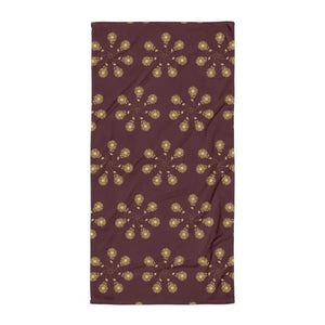 Maroon Towel Geometric Pattern Plush Beach Style - Dipaliz - Towels