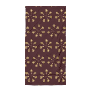 Maroon Towel Geometric Pattern Plush Beach Style - Dipaliz - Towels