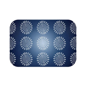 Bath Mat Geometric Pattern Navy Blue Bold Modern Style Dipaliz - 24’’ × 17’’ - Home & Garden