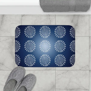 Bath Mat Geometric Pattern Navy Blue Bold Modern Style Dipaliz - Home & Garden