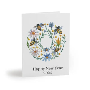 Greeting Cards with Year Wishes and Matching White Envelopes - Dipaliz - 8 Pcs / Matte / 4.25” x 5.5” - & Note