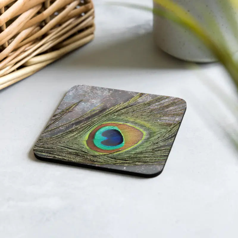 Elevate Your Coasters With Featherr Cork Peacock Bliss - Kitchen And Dining