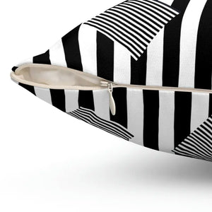 Spun Polyester Square Pillow Black Stripes Pattern Bold Modern Dipaliz - Throw Pillows