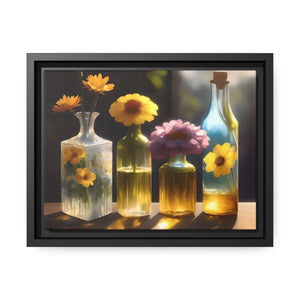 Fresh Flowers Matte Canvas Wall Art with Exquisite Containers - Dipaliz - 12’’ x 9’’ (horizontal) / Black / 1.25’’