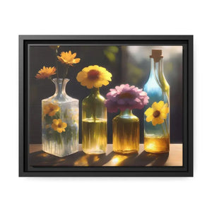 Fresh Flowers Matte Canvas Wall Art with Exquisite Containers - Dipaliz - 14″ x 11″ (horizontal) / Black / 1.25’’