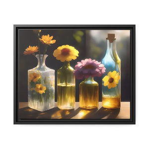 Fresh Flowers Matte Canvas Wall Art with Exquisite Containers - Dipaliz - 20″ x 16″ (horizontal) / Black / 1.25’’