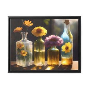 Fresh Flowers Matte Canvas Wall Art with Exquisite Containers - Dipaliz - 24″ x 18″ (horizontal) / Black / 1.25’’