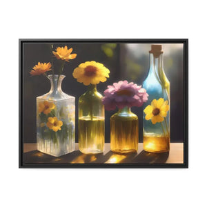 Fresh Flowers Matte Canvas Wall Art with Exquisite Containers - Dipaliz - 32’’ x 24’’ (horizontal) / Black / 1.25’’