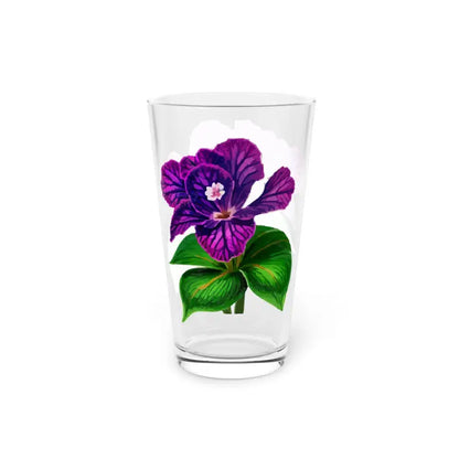 Elevate your Pint Glass Game with Purple Flower Flair - 16oz Mug