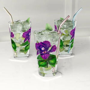 Pint Glass - Purple Flower Women’s Fashion Style - Dipaliz - 16oz - Beer Glasses