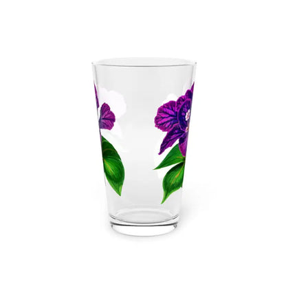 Elevate your Pint Glass Game with Purple Flower Flair - 16oz Mug