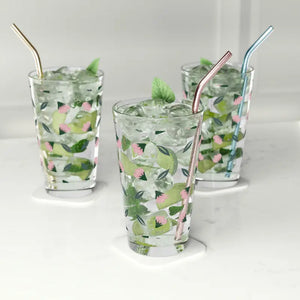 Tumblers - Pint Glass Pastel Flora Modern Lifestyle - Dipaliz 16oz