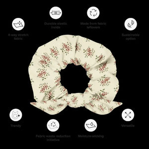 Recycled Scrunchie one Size Rose Flowers Eco Hair Tie - Dipaliz - Ponytail Holders