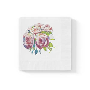 White Coined Napkins - Elegant Rose Pattern - Dipaliz - 4.8’’ x / 100 Pcs - Paper
