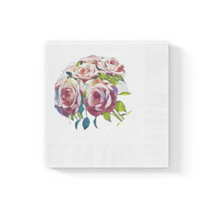 White Coined Napkins - Elegant Rose Pattern - Dipaliz - 4.8’’ x / 50 Pcs - Paper