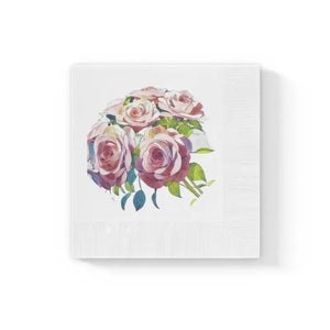 White Coined Napkins - Elegant Rose Pattern - Dipaliz - 6.5’’ x / 50 Pcs - Paper