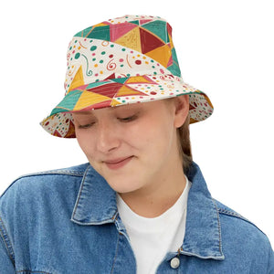 Couture Bucket Hats Vibrant Abstract Pattern Women’s Fashion Dipaliz - Small / White Stitching