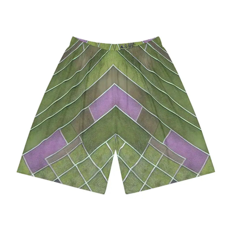 Get Comfy and Stylish with Men’s Green & Purple Sports Shorts - All Over Prints