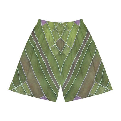 Get Comfy and Stylish with Men’s Green & Purple Sports Shorts - All Over Prints