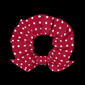 Red Scrunchie White Polka Dots Hair Tie - Dipaliz - Ponytail Holders