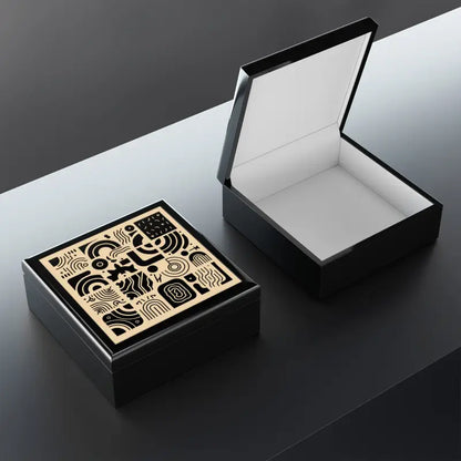 Elevate Your Jewels: Luxury Black Pattern Jewelry Box - Box