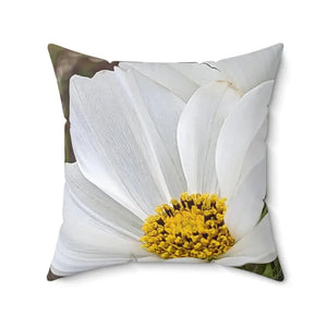 White Daisy Flower Throw Pillow - Spun Polyester Square - Dipaliz - 20’’ × - Pillows