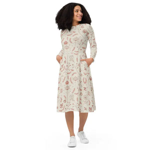 Dresses - Midi Dress - Delicate Nature Pattern - Dipaliz