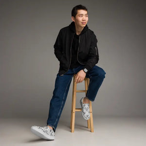 Shoes - Men’s Slip on Canvas Grey Abstract Pattern - Dipaliz 5