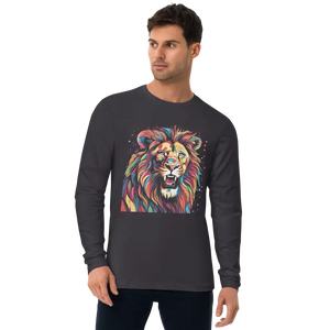 Men’s Fitted Long Sleeve Shirt Lion Paint Splash Style - Dipaliz - Heavy Metal / s - T-shirts