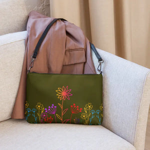 Rainbow Colored Crossbody Bag with Vibrant Floral Design - Dipaliz - Cross Body Bags